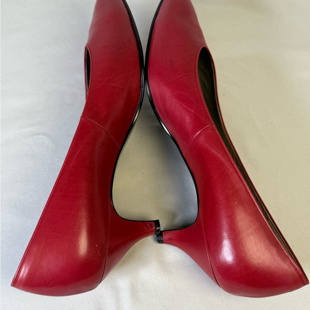 Yves Saint Laurent YSL  Red Heels Sleek kitten Heels  Auth size 37 - Picture 9 of 15